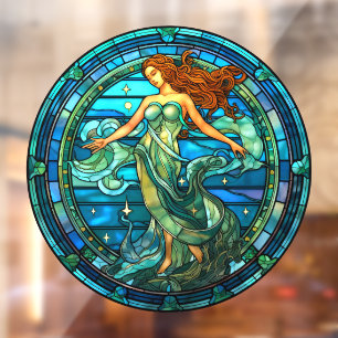 Aquarius-Sternzeichen-Faux-Buntglasfenster Fensteraufkleber
