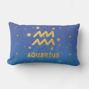 Aquarius-Sternzeichen-Kissen mit Blau und Gold für Lendenkissen