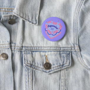 Aquarius-Sternzeichen-Pastell-Herz-Geburtstagstort Button