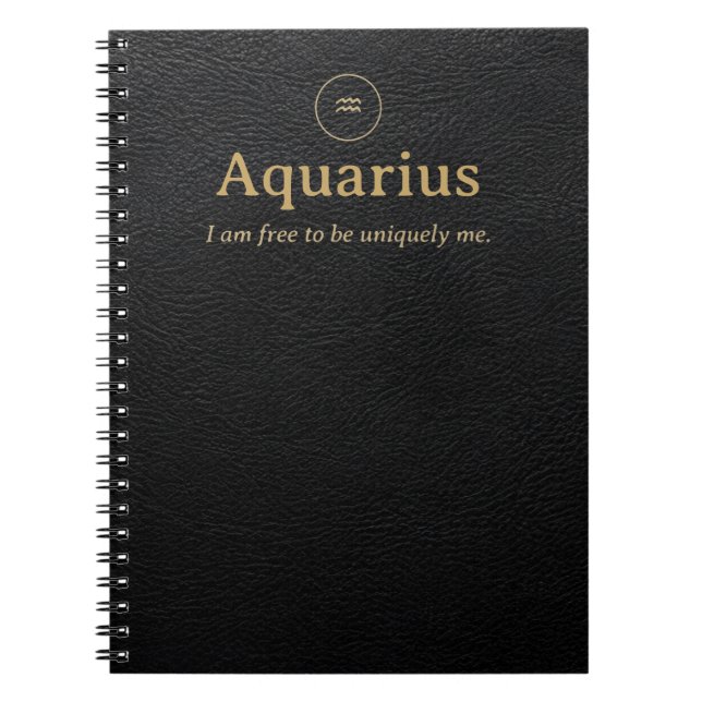 Aquarius-Sternzeichen-Spiralblock -Faux-Leder-Opti Notizblock (Vorderseite)