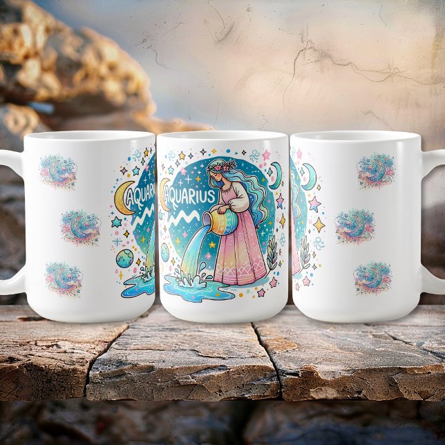 Aquarius Sternzeichen Wassermann Astrologie Kaffeetasse (Aquarius Zodiac Water Bearer Astrology Coffee Mug)