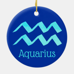 Aquarius Sun Sign Zodiac Symbol Keramik Ornament