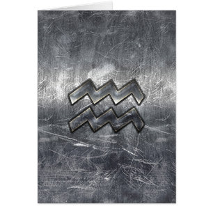 Aquarius Symbol Grunge Beändigter Silber Steel