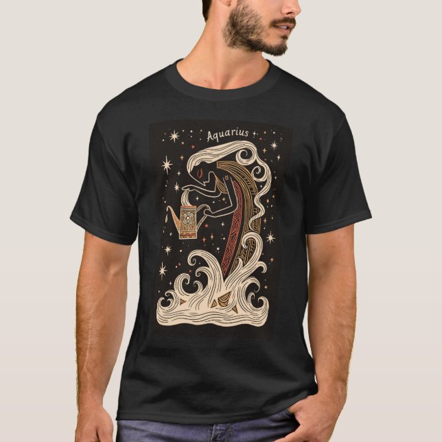 Aquarius - T - Shirt Celestial Zodiac Art (Vorderseite)