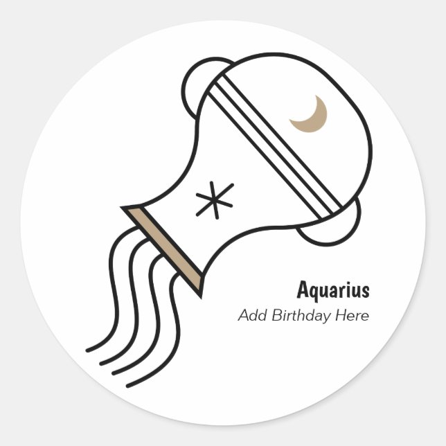 Aquarius the water bearer personalized party favor runder aufkleber (Vorderseite)