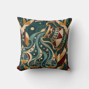 Aquarius Türkis Burgund Geometrisches Mosaik Kissen