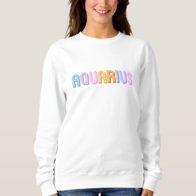 Aquarius typography trendy zodiac buntes Shirt (Vorderseite)