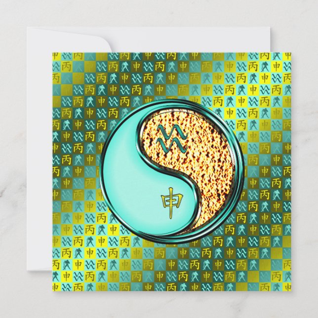 Aquarius und Feueraffe Karte (Vorderseite)