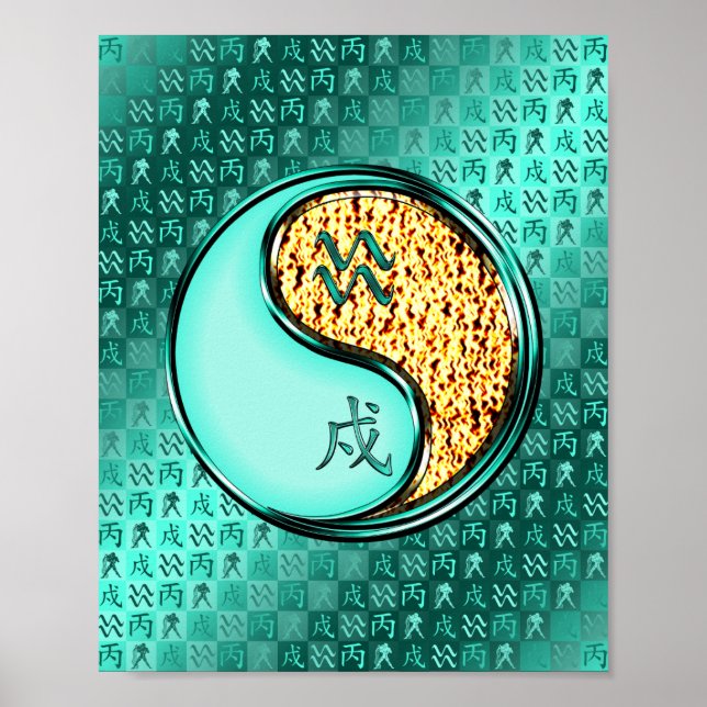 Aquarius und Feuerhund Poster (Vorne)