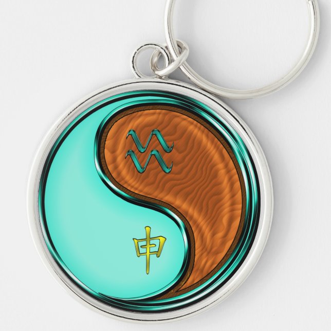 Aquarius und Holzaffe Schlüsselanhänger (Vorne)