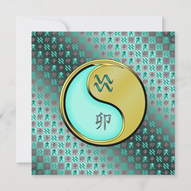 Aquarius und Metallkaninchen Karte (Vorderseite)