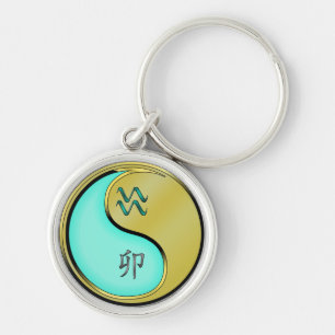 Aquarius und Metallkaninchen Schlüsselanhänger