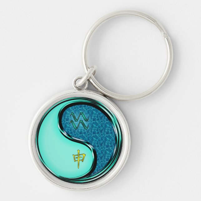 Aquarius und Wasseraffe Schlüsselanhänger (Vorne)