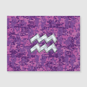 Aquarius Unterschreiben auf fuchsienrosa Camouflag Magnetkarte