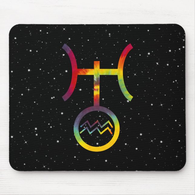 Aquarius Uranus Planetäre Symbol Sterne Gefärbte K Mousepad (Vorne)