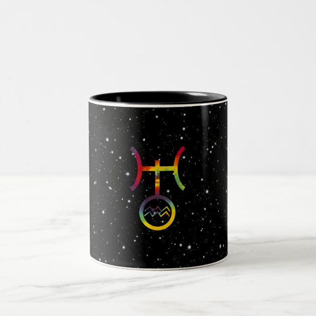 Aquarius Uranus Planetäre Symbol Sterne Gefärbte K Zweifarbige Tasse (Mittel)