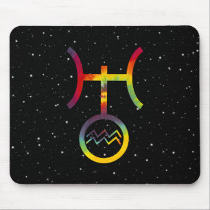 Aquarius Uranus Planetensymbol Sternen-Tie-Dye Mousepad