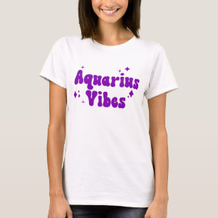Aquarius Vibes Zodiac Astrologie Lila Sterne T-Shirt
