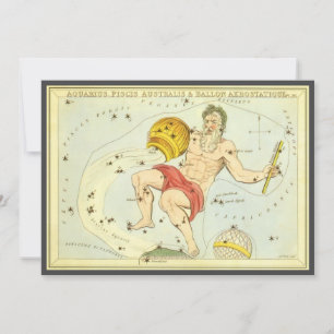 Aquarius, Vintage Konstellation, Urania's Spiegel Einladung