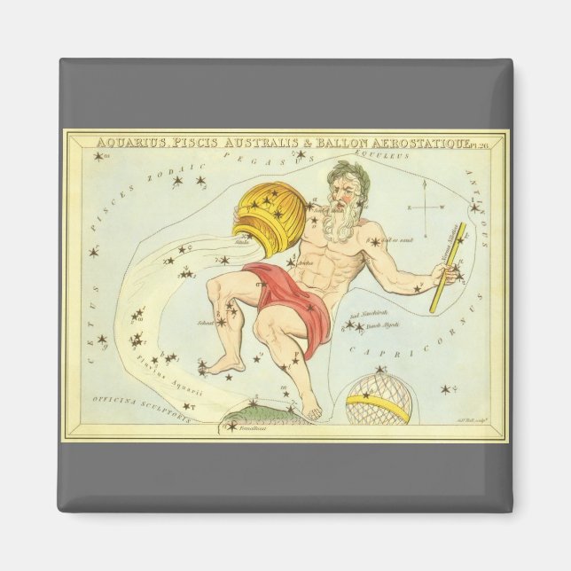 Aquarius, Vintage Konstellation, Uranischer Spiege Magnet (Vorne)