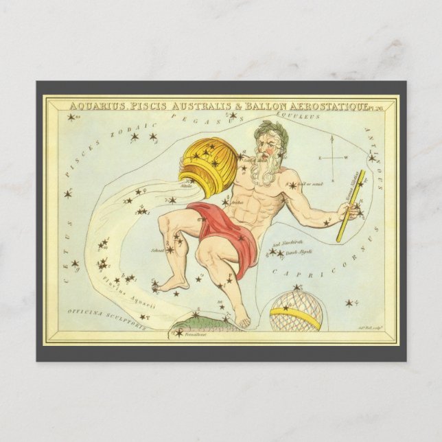 Aquarius, Vintage Konstellation, Uranischer Spiege Postkarte (Vorderseite)