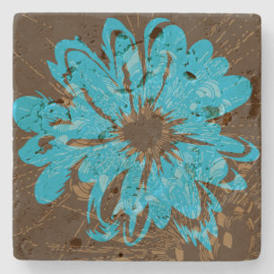 Aquarius Vintage psychedelisches Floral Steinuntersetzer