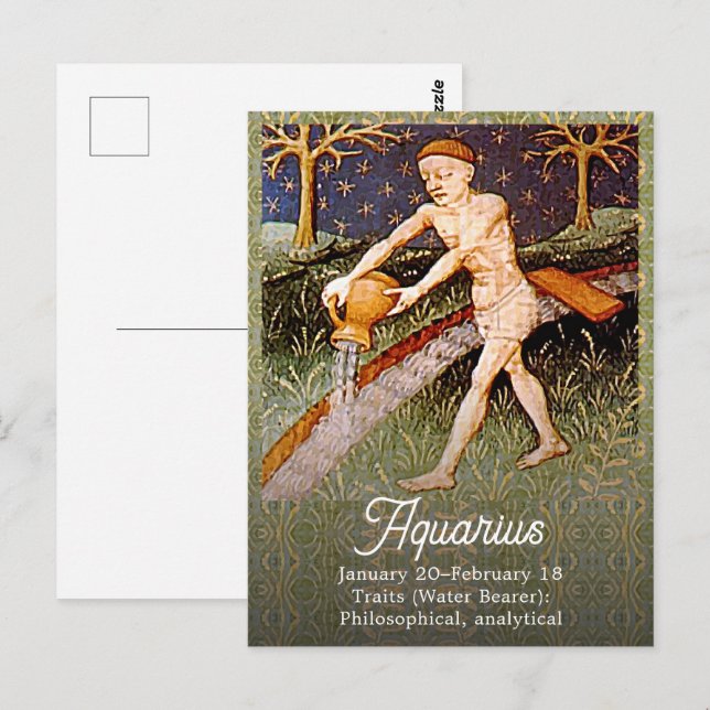 Aquarius Water Bearer Zodiac Sign Geburtstagsparty Postkarte (Vorne/Hinten)