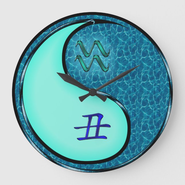 Aquarius & Water Ox Große Wanduhr (Vorderseite)