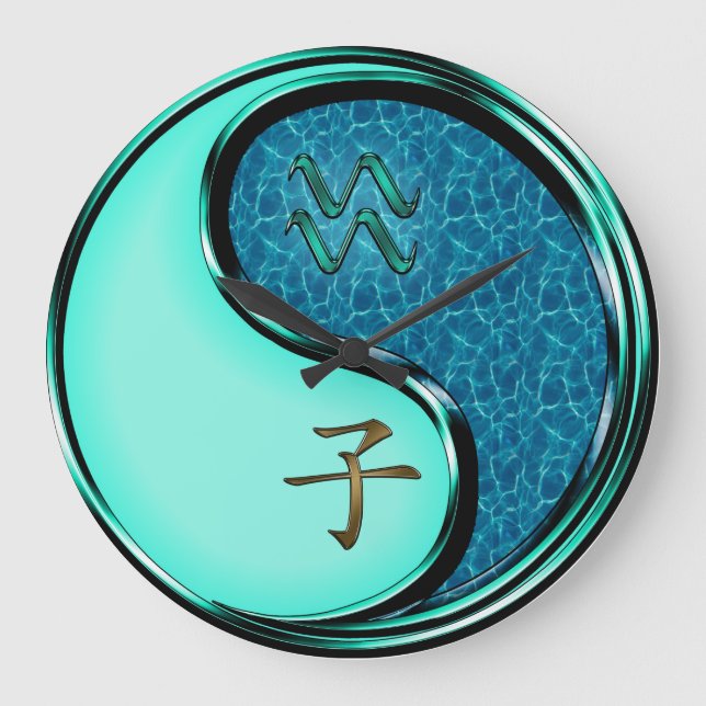 Aquarius & Water Rat Große Wanduhr (Vorderseite)