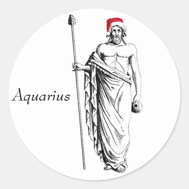 Aquarius Weihnachten Runder Aufkleber (Vorderseite)