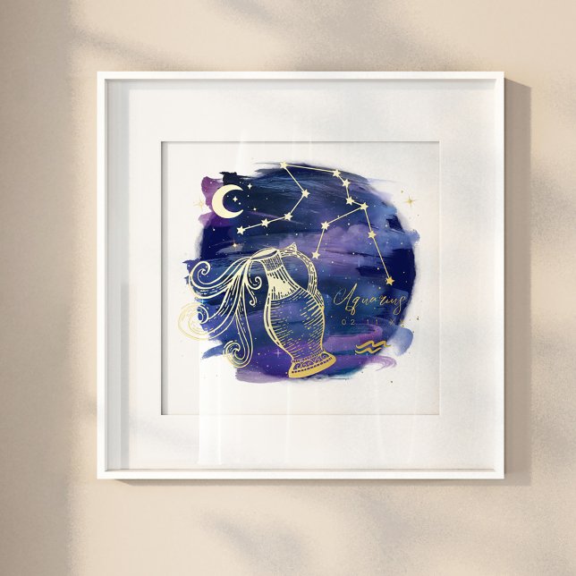 Aquarius-Zeichen des Zodiac-Geburtsdatums Foliendrucke (Von Creator hochgeladen)