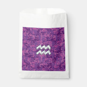 Aquarius-Zeichen für fuchsienrosa digitale Camouf Geschenktütchen
