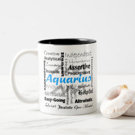 Aquarius-Zodiac-Astrologie-Eigenschaften Collage Zweifarbige Tasse