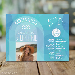 Aquarius Zodiac Astrologie Signieren Foto Geburtsd Postkarte