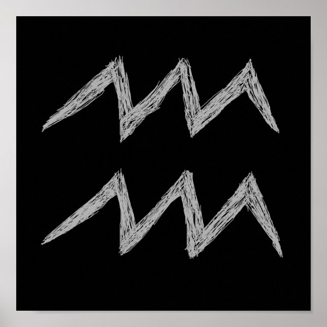 Aquarius. Zodiac Astrologie Zeichen. Schwarz. Poster (Vorne)