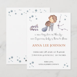 Aquarius Zodiac Birth Announcement Feiertagskarte