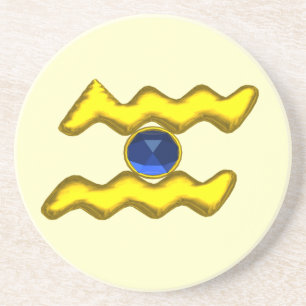 AQUARIUS ZODIAC BIRTHDAY JEWEL Blue Sapphire Creme Untersetzer