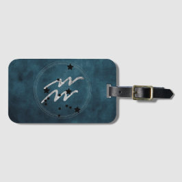 Aquarius zodiac black & silver constellation teal gepäckanhänger