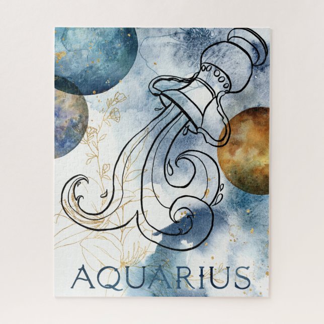Aquarius zodiac-blaue Blume Puzzle (Vertikal)
