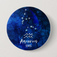 Aquarius Zodiac Blue Galaxy Monogram