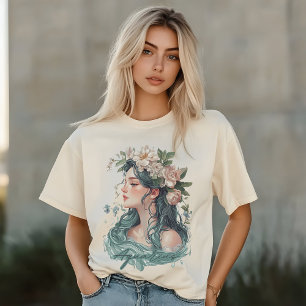 Aquarius Zodiac, Blütenweibchen, botanische Liebha T-Shirt