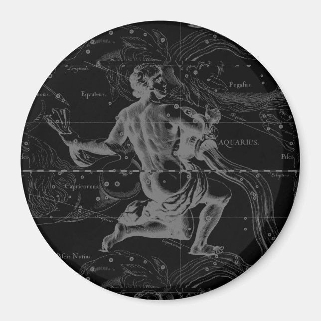 Aquarius Zodiac Constellation Hevelius 1690 Magnet (Vorne)