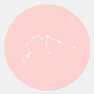 Aquarius Zodiac Constellation Modernes Rosa Runder Aufkleber