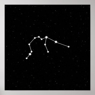 Aquarius Zodiac Constellation Modernes Schwarz & W Poster