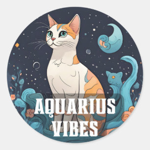 Aquarius Zodiac Decal für Astrologie Liebhaber Runder Aufkleber