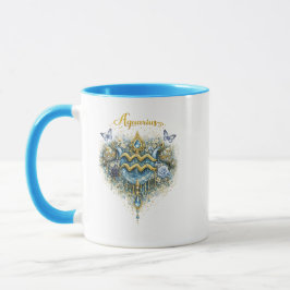 Aquarius Zodiac Floral Heart Mug – Elegant Astrolo Tasse