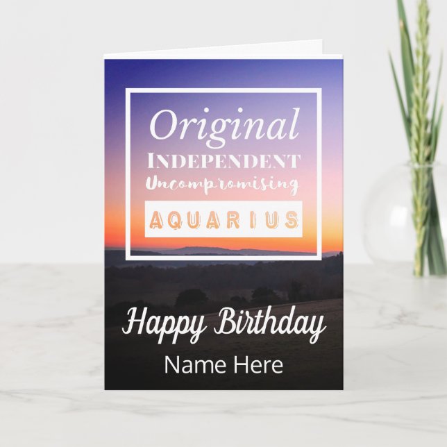 Aquarius Zodiac Fun Charakteristika Geburtstag Karte (Vorderseite)