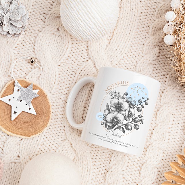Aquarius zodiac Geburtsmonat Geburtstag Blume Kaffeetasse (Aquarius mug)