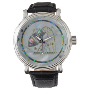 Aquarius Zodiac Gold Abalone Armbanduhr
