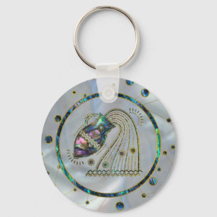 Aquarius Zodiac Gold Abalone Schlüsselanhänger